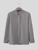 Men's Draped Scarf Loose Fit Long Sleeve Shirt SKUL50566