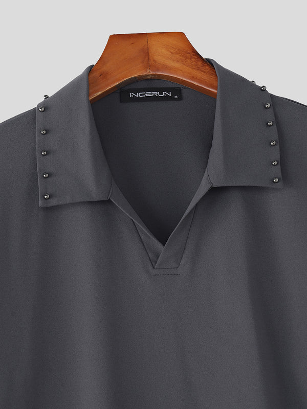 Men's Solid Color Lapel Casual Shirt SKUL23767