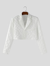 Men's Jacquard Texture Cropped Long Sleeve Blazer SKUL25814
