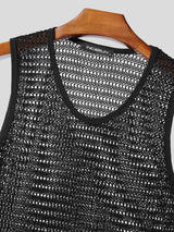 Men's Solid Color Hollow Mesh Casual Tank SKUL19718
