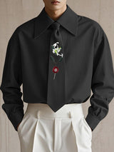 Men's Embroidered Tie Long Sleeve Shirt SKUL44951