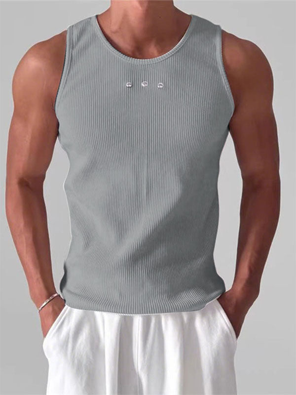 Men's Stud Patchwork Knit Texture Casual Tank SKUL24563