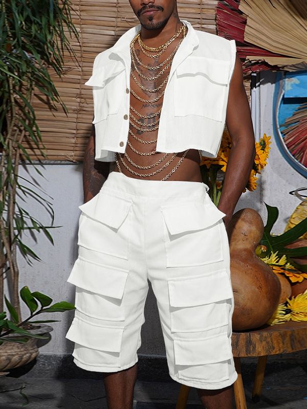 Men's Multi Pocket Casual Two Pieces Outfit SKUL54068