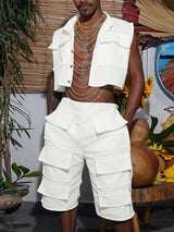 Men's Multi Pocket Casual Two Pieces Outfit SKUL54068