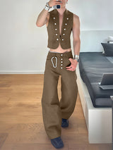 Men's Textured Cropped Casual Two Pieces Outfit SKUL23720