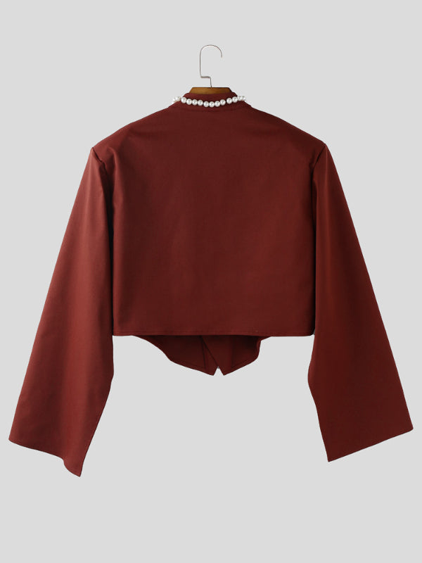 Men's Solid Color Split Long Sleeve Jacket SKUL29618