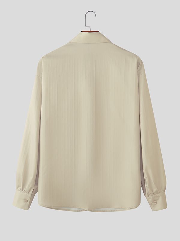 Men's Tie Print Long Sleeve Shirt SKUL32765