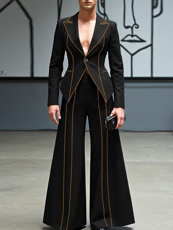 Men's Color Block Stitch Two Pieces Outfit SKUL36450