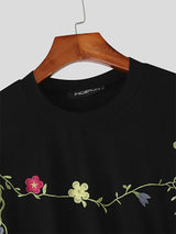Mens Floral Embroidered Short Sleeve T-Shirt SKUL16765