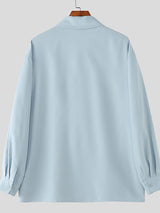 Men's Solid Color Lace Up Long Sleeve Shirt SKUL45166