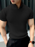 Mens Solid Textured Casual Short Sleeve T-Shirt SKUK54546