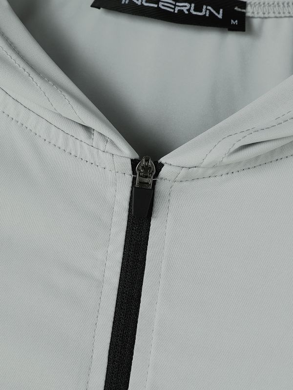 Men's Muscle Bodybuilding Gym Workout Deep Zipper Neck Form-Fitting Hoodie SKUL84617