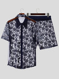 Mens Floral Jacquard Lace Two Pieces Outfits SKUK21710