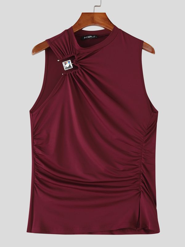 Men's Avant Garde High Street Ruched Asymmetrical Slim Fit Tank SKUL69066