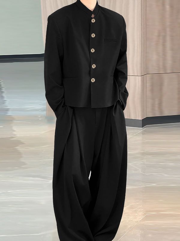 Men's Solid Button Two Pieces Outfit SKUL30566