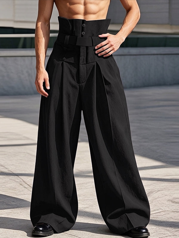 Men's Avant-Garde Party Corset High Waist Pleated Wide Leg Full Length Pant SKUL80621