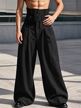 Men's Avant-Garde Party Corset High Waist Pleated Wide Leg Full Length Pant SKUL80621