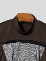 Men's Sheer Mesh Patchwork Long Sleeve T-shirt SKUL48681