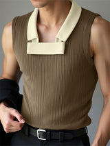 Mens Contrast Color Textured Casual Tank SKUL19098