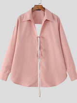 Men's Back Hollow Tie Long Sleeve Shirt SKUL51932