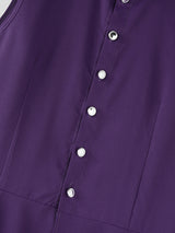 Mens Solid Color Ruffled Long Hem Sleeveless Waistcoat SKUL23621