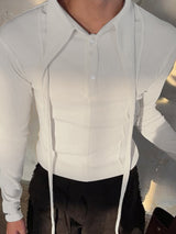 Men's Pinstripe Patchwork Long Sleeve Shirt SKUL23754