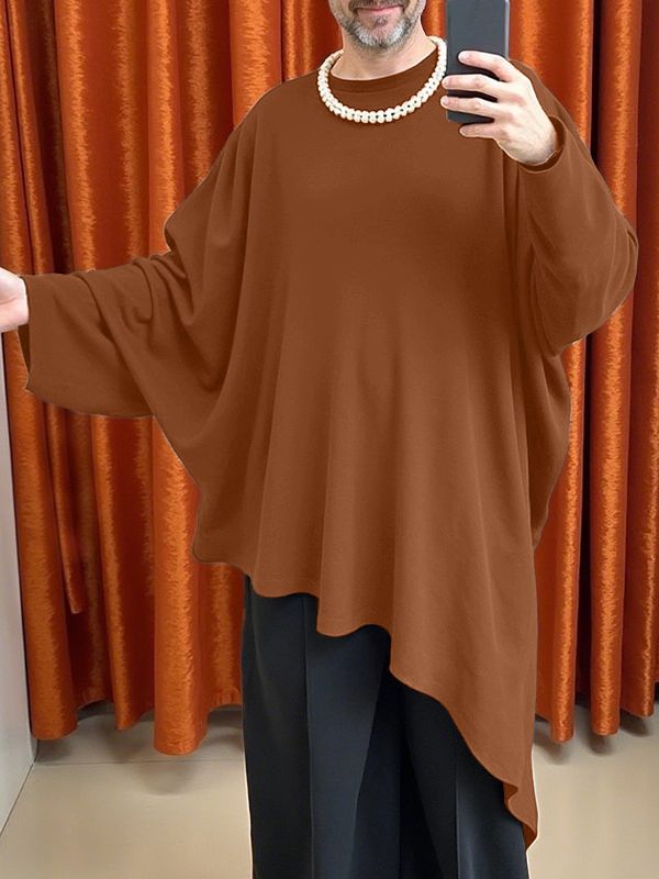 Men's Irregular Hem Loose Long Sleeve T-Shirt SKUL34220