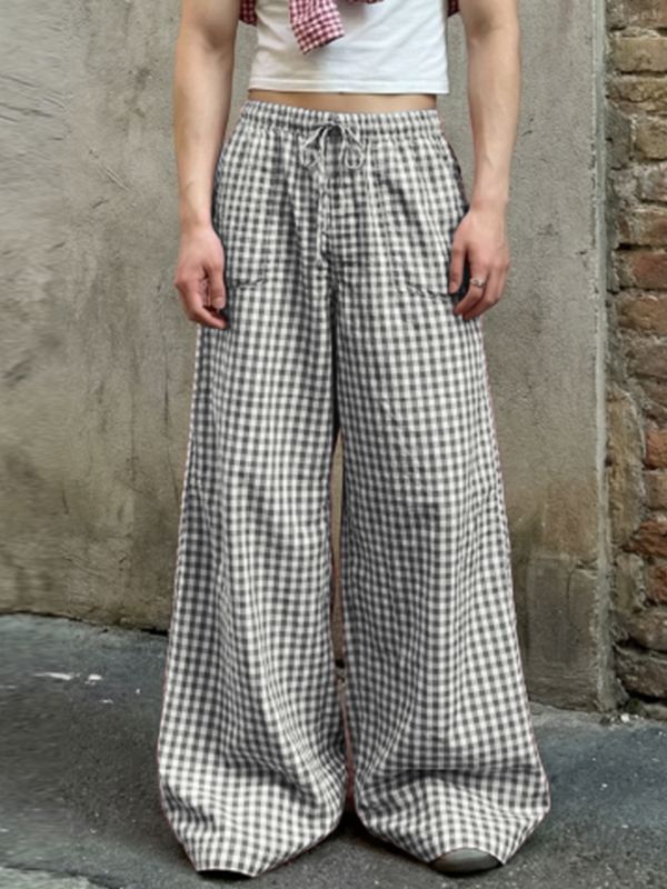 Men's Casual Plaid Loose Fit Pant SKUL58865