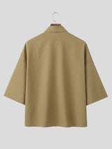 Men's Avant-Garde Integrated Tie-Neck Kimono-Sleeve Shirt SKUL64170