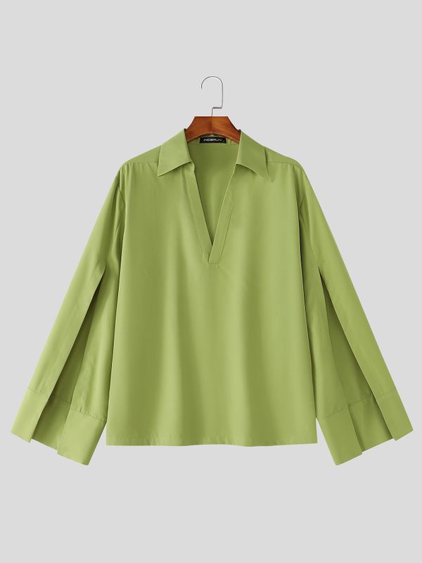 Men's Avant-Garde Deep V-Neck Cape Sleeve Drapey Shirt SKUL78050