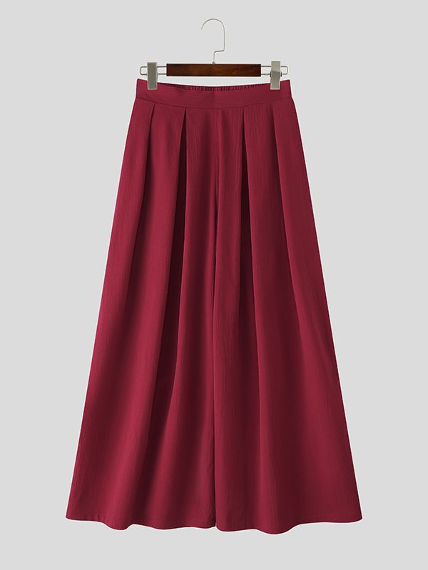 Men's Solid Pleated Loose Casual Pant SKUL36328