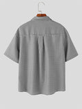 Mens Plaid Tie Casual Short Sleeve Shirt SKUK41131