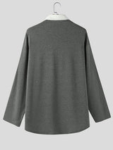 Men's Color Block Casual Long Sleeve Shirt SKUL36385