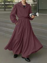 Men's Solid Color Long Hem Sailor Collar Two Pieces Outfit SKUL32756