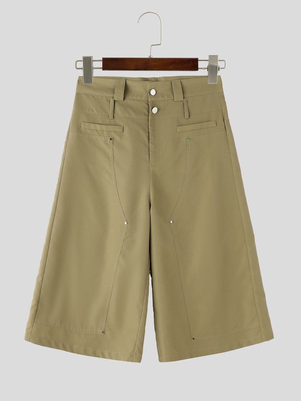 Men's Streetwear Rivet Stitching Loose Baggy Capri Pant SKUL68382