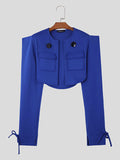 Mens Solid Button Design Jacket Crop Top SKUK44889