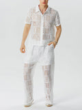 Mens Windowpane Pattern Lace Two Pieces Outfits SKUK14464
