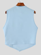 Men's Avant-Garde Knit Textured Draped Cowl Neck Tank SKUL54686