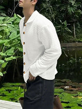 Men's Textured Hollow Out Long Sleeve Shirt SKUL25954