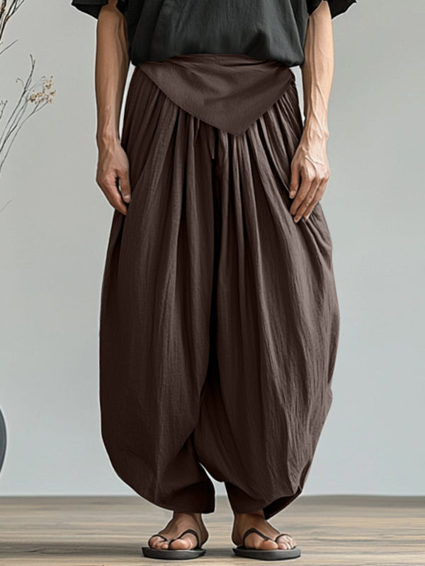 Mens Solid Color Ruched Casual Pant SKUL15368