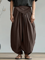 Mens Solid Color Ruched Casual Pant SKUL15368