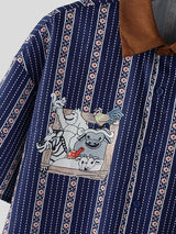 Men's Cartoon Animal Stripe Print Short Sleeve Shirt SKUL50070