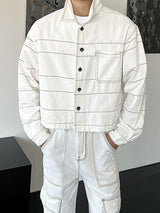 Men's Retro Striped Long Sleeve Jacket SKUL35276