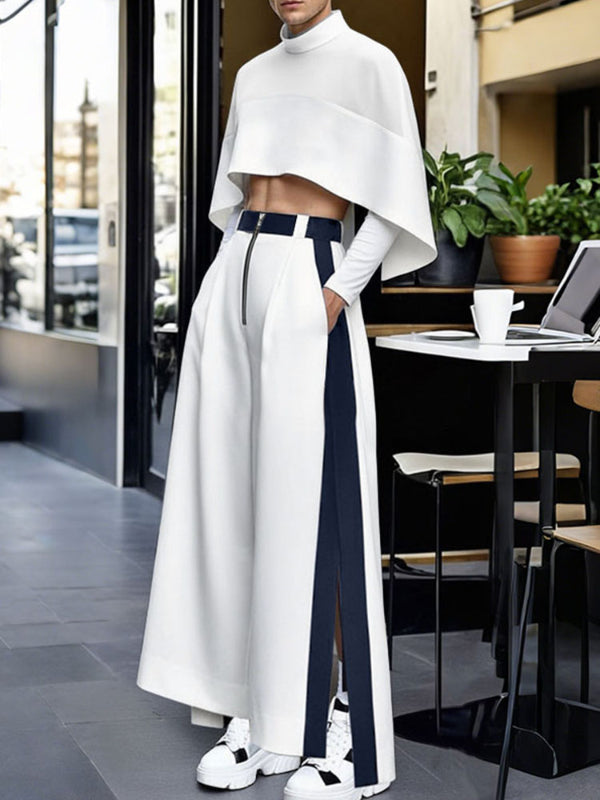 Men's Deconstructed Color Block Cropped Casual Two Pieces Outfit SKUL36533