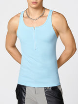 Mens Striped Zipper Design Sleeveless Tank SKUK80680