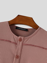 Men's Deconstructed Placket Button Long Sleeve T-Shirt SKUL37700