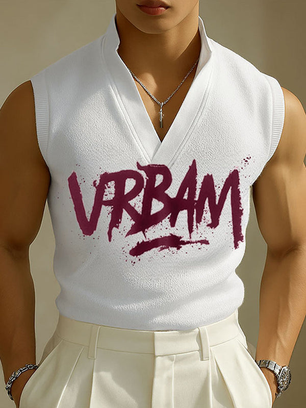 Mens Letter Print Textured Casual Tank SKUL12860