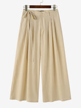 Men's Casual Daily Wear Pleated Drawstring Loose Casual Wide Leg Pant SKUL68403