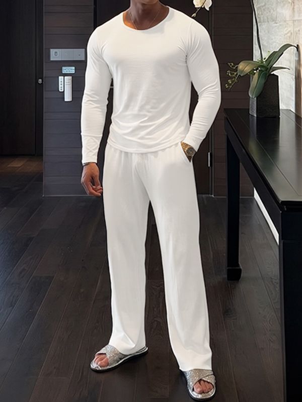 Men's Clean Fit Fluid Drape Modal Wide Two Pieces Outfit SKUL84001