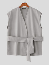 Men's Solid Tie Strap Casual Waistcoat SKUL28224